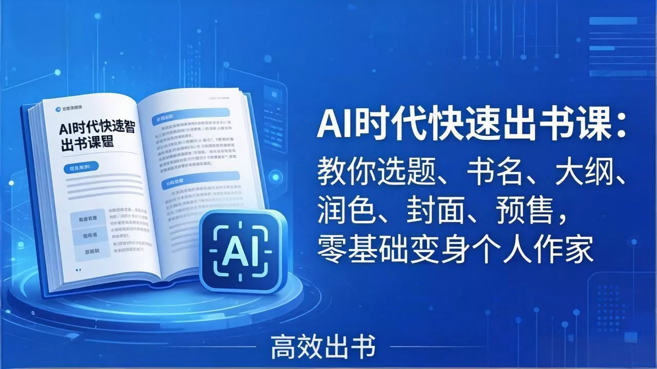 AI时代7天闪电出书课：教你选题、书名、大纲、润色、封面、预售，零基础变身个人作家 - 网创在线