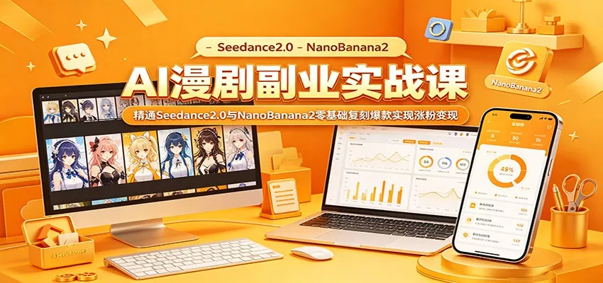 AI漫剧副业实战课：精通Seedance2.0与NanoBanana2零基础复刻爆款实现涨粉变现 - 网创在线