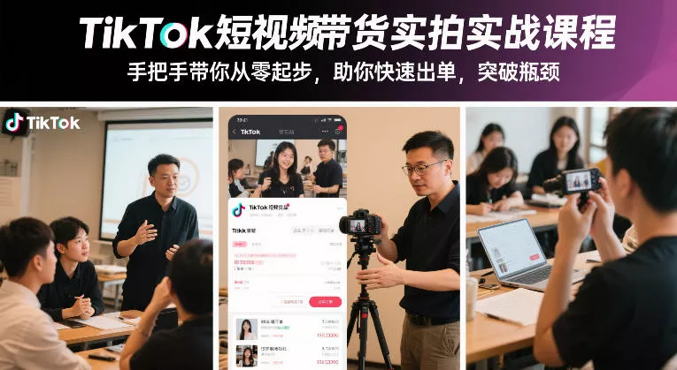 TikTok短视频带货实拍实战课程，手把手带你从零起步，助你快速出单，突破瓶颈 - 网创在线