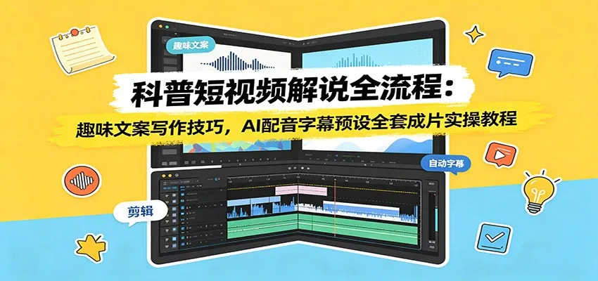 科普短视频解说全流程:趣味文案写作技巧,AI配音字幕预设全套成片实操教程 - 网创在线