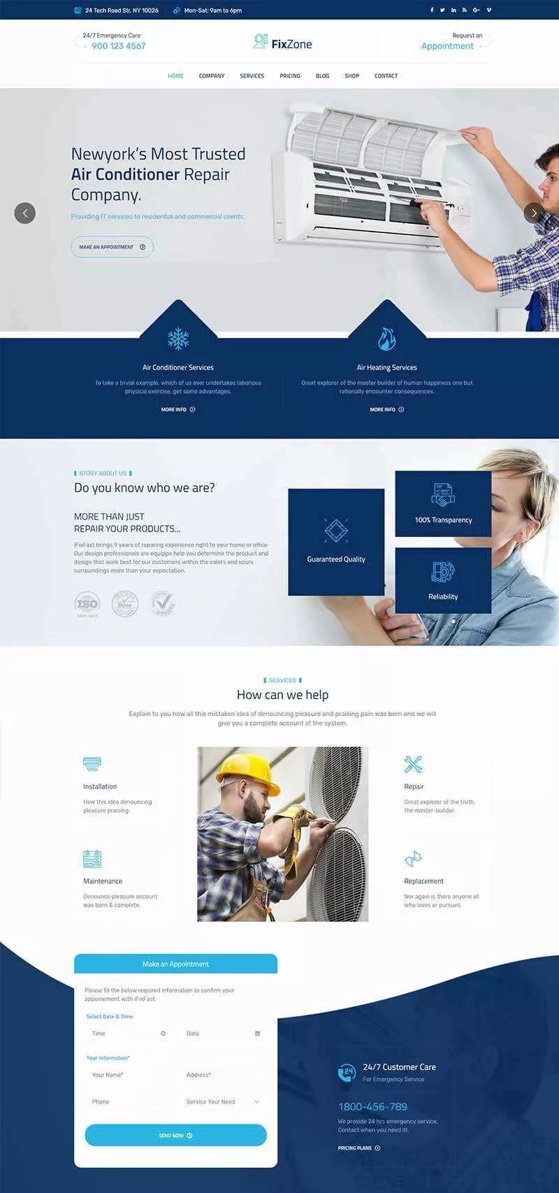 Bootstrap空调电器维修服务网站HTML模板 - 网创在线