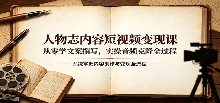 人物志内容短视频变现课：从零学文案撰写，实操音频克隆全过程 - 网创在线