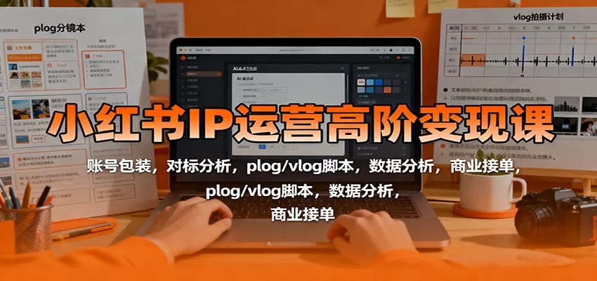 小红书IP运营高阶变现课：账号包装，对标分析，plog/vlog脚本，数据分析，商业接单 - 网创在线