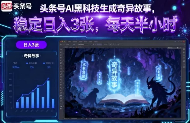 头条号AI黑科技生成奇异故事，稳定日入3张，每天半小时 - 网创在线