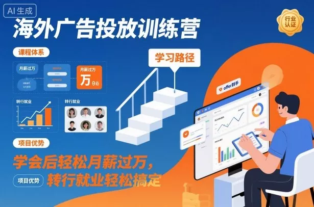 海外广告投放训练营，学会后轻松月薪过万，转行就业轻松搞定 - 网创在线