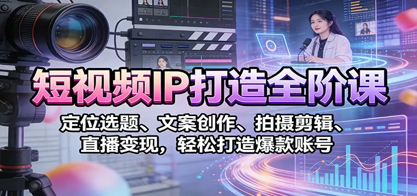 短视频IP打造全阶课：定位选题、文案创作、拍摄剪辑、直播变现，轻松打造爆款账号 - 网创在线