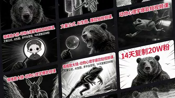 情绪放大镜-动物心理学爆款短视频课，文案公式、AI生图、多平台变现，14天复制20W粉 - 网创在线