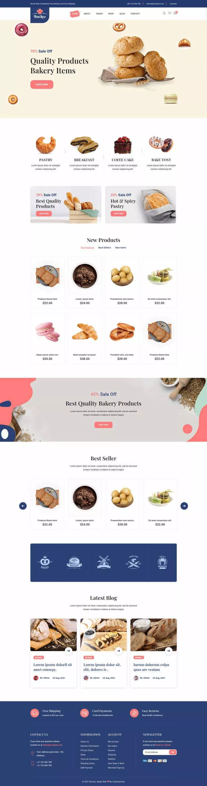 Bootstrap5甜品面包店铺HTML电商模板 - 网创在线