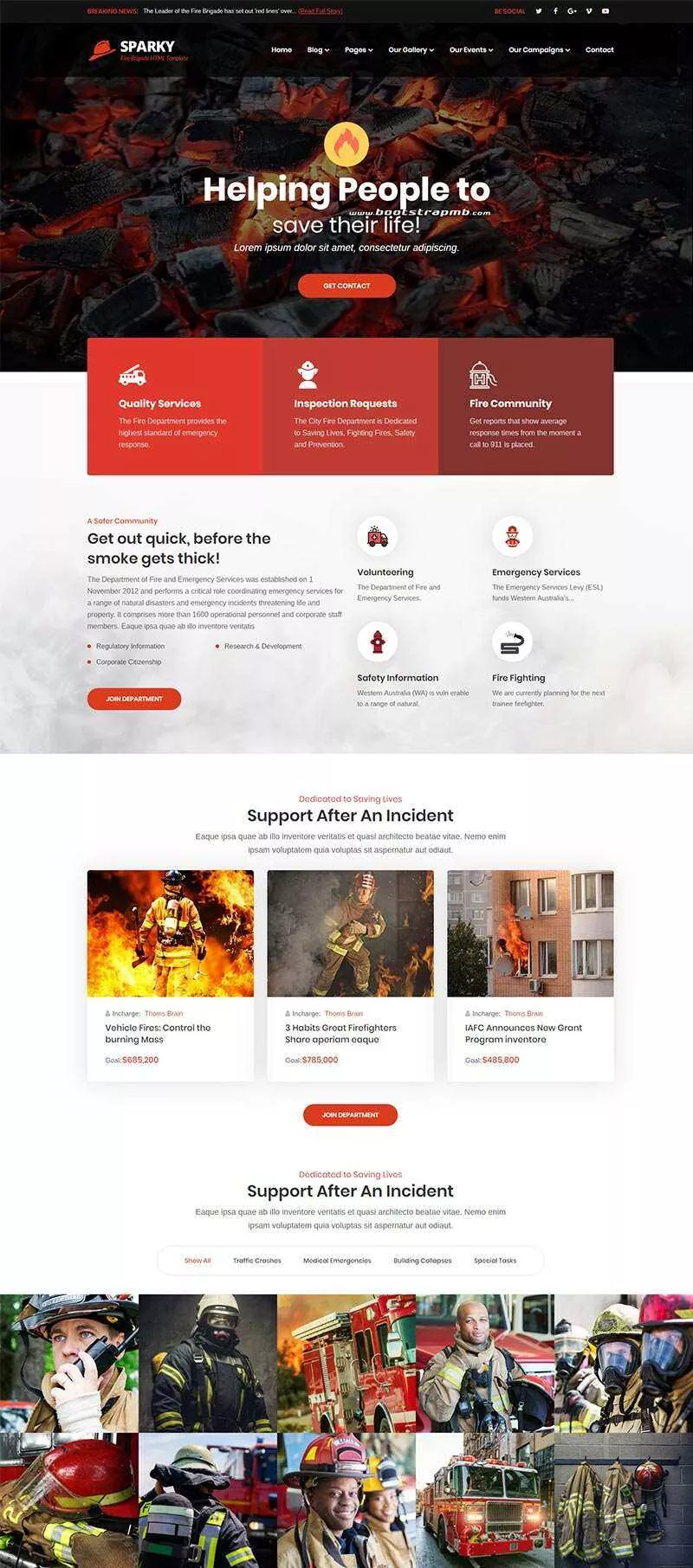 Bootstrap大气的消防网门户网站html模板 - 网创在线