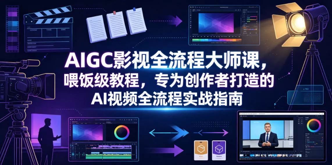 AIGC影视全流程大师课，喂饭级教程，专为创作者打造的AI视频全流程实战指南 - 网创在线