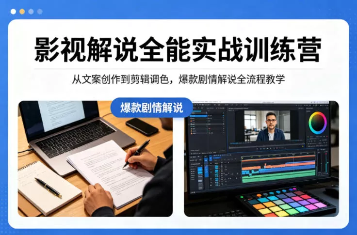 影视解说全能实战训练营：从文案创作到剪辑调色，爆款剧情解说全流程教学 - 网创在线