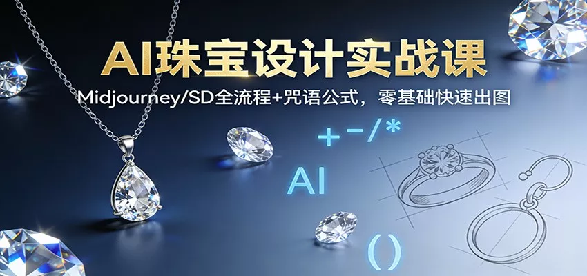 AI珠宝设计实战课：Midjourney/SD全流程+咒语公式，零基础快速出图 - 网创在线