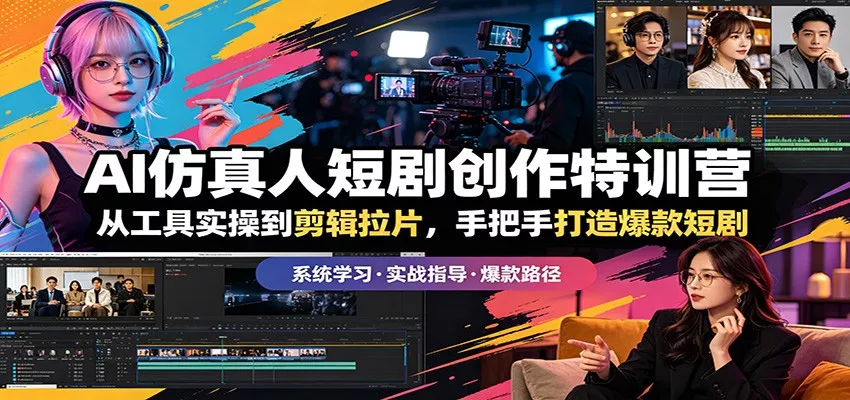 AI仿真人短剧创作特训营：从工具实操到剪辑拉片，手把手打造爆款短剧 - 网创在线