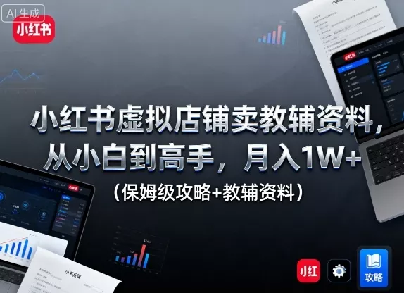 小红书虚拟店铺卖教辅资料，从小白到高手，月入1W+(保姆级攻略+教辅资料) - 网创在线