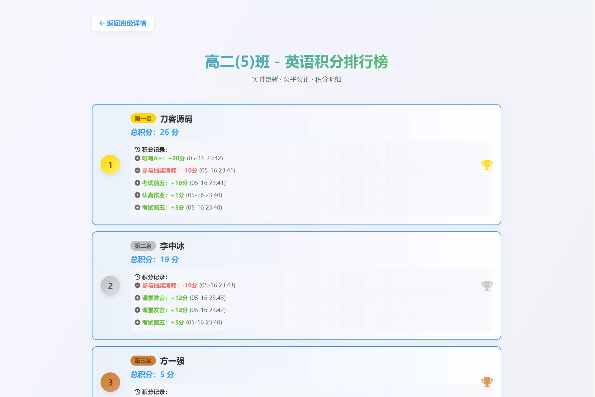 班级学生平时表现记录 积分抽奖系统源码 全开源 班级学生平时表现记录 积分抽奖系统源码 全开源