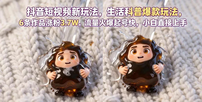 抖音短视频新玩法生活科普爆款玩法，6条作品涨粉3.7W，流量火爆起号快，小白直接上手操作，可撸创作者伙伴计划 - 网创在线