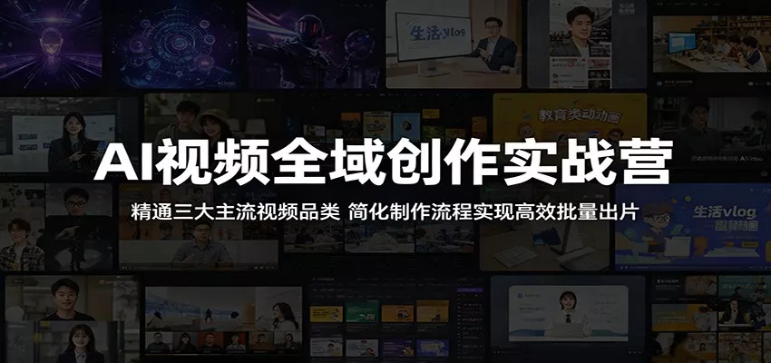 AI视频全域创作实战营：精通三大主流视频品类，简化制作流程实现高效批量出片 - 网创在线