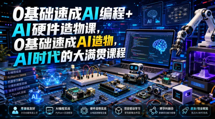 0基础速成AI编程+AI硬件造物课,0基础速成AI造物,AI时代的大满贯课程 - 网创在线