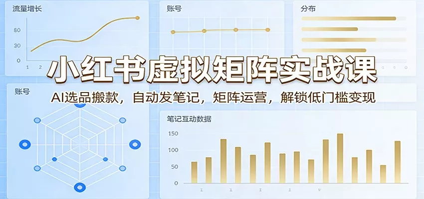 小红书虚拟矩阵实战课：AI选品搬款，自动发笔记，矩阵运营，解锁低门槛变现 - 网创在线
