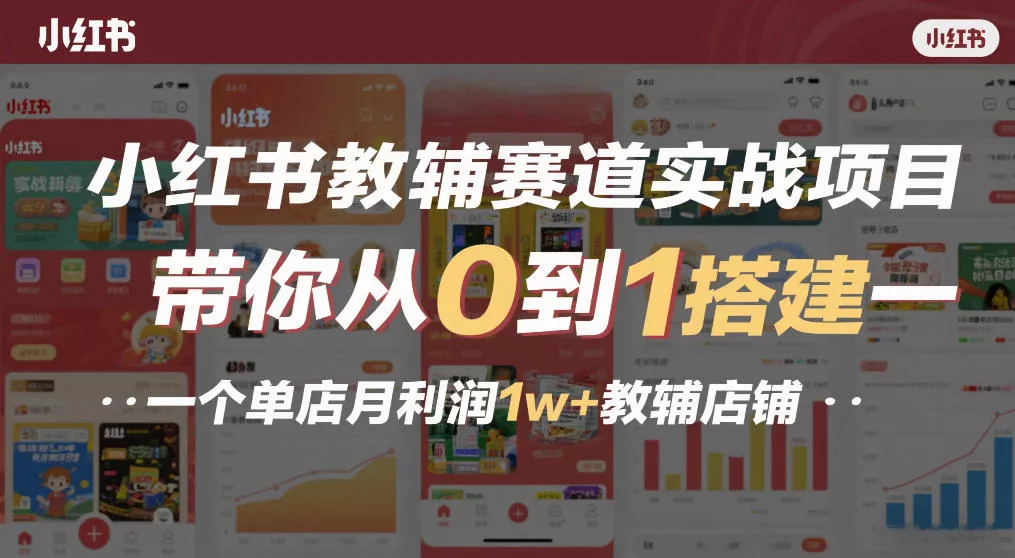小红书教辅赛道实战项目，带你从0到1搭建一个单店月利润1w+教辅店铺 - 网创在线