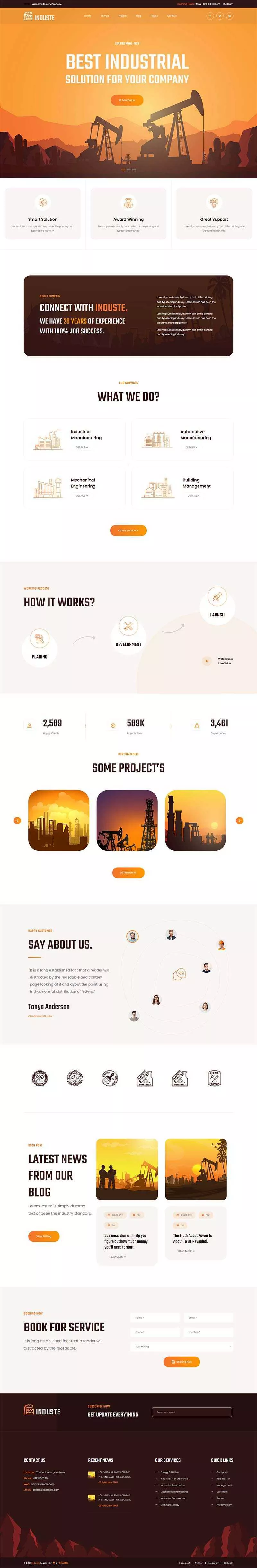 Bootstrap橙色多用途的工业生产企业网站html模板 - 网创在线