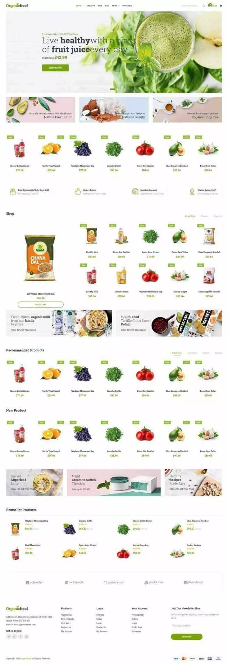 绿色Bootstrap4响应式食品蔬菜水果外卖预订商城网站 - 网创在线