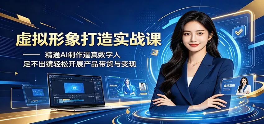虚拟形象打造实战课:精通AI制作逼真数字人,足不出镜轻松开展产品带货与变现 - 网创在线