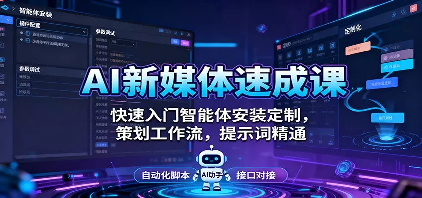 AI新媒体速成课：快速入门智能体安装定制，策划工作流，提示词精通 - 网创在线