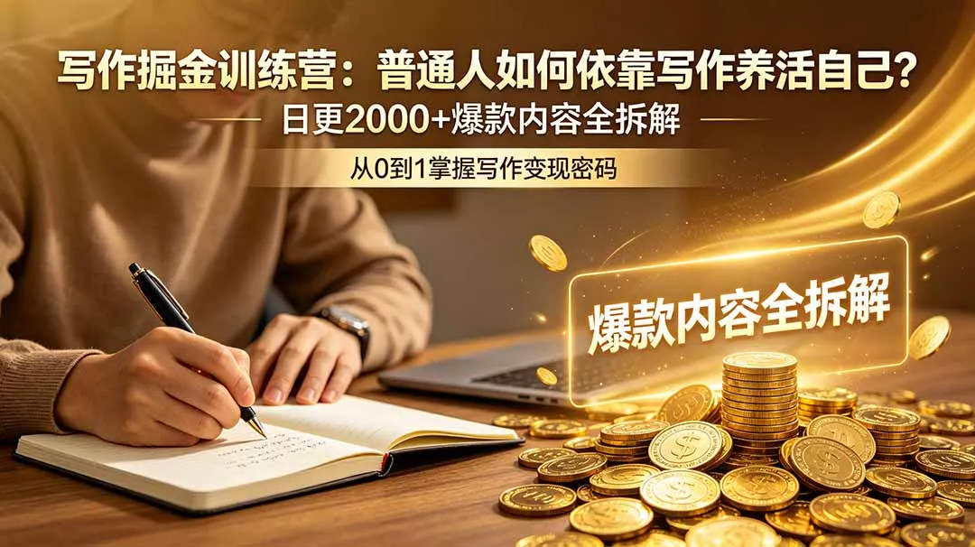 写作掘金训练营：普通人如何依靠写作养活自己？日更2000+爆款内容全拆解 - 网创在线
