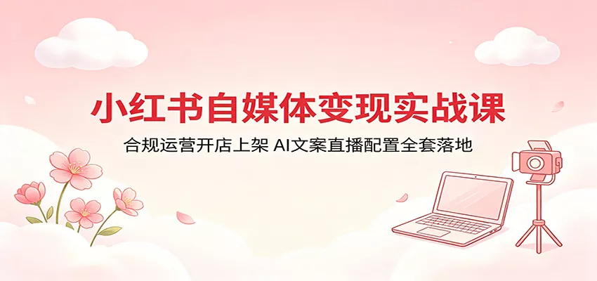 小红书自媒体变现实战课：合规运营开店上架，AI文案直播配置全套落地 - 网创在线