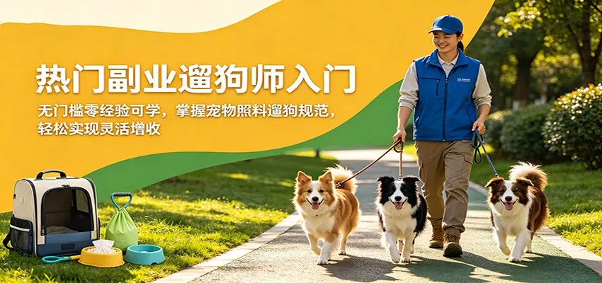 热门副业遛狗师入门，无门槛零经验可学，掌握宠物照料遛狗规范，轻松实现灵活增收 - 网创在线