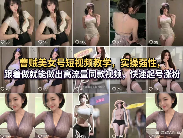 曹贼美女号短视频教学，实操性强，跟着做就能做出高流量同款视频，快速起号涨粉 - 网创在线