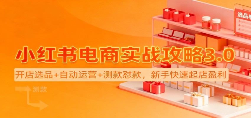 小红书电商实战攻略3.0：开店选品+自动运营+测款怼款，新手快速起店盈利-网创在线