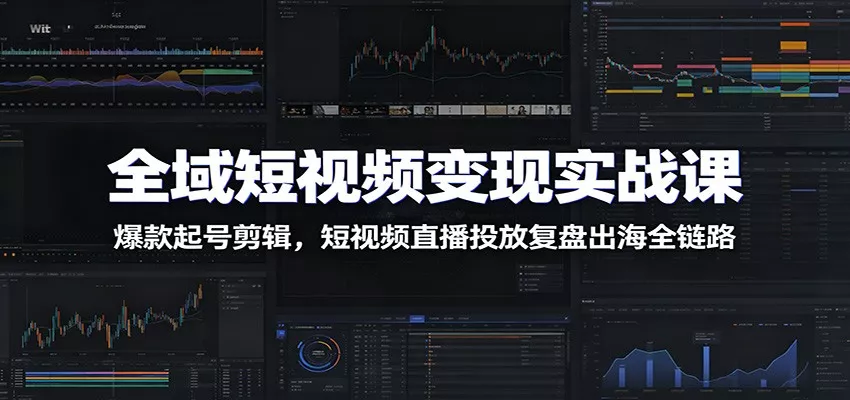 全域短视频变现实战课：爆款起号剪辑，短视频直播投放复盘出海全链路 - 网创在线