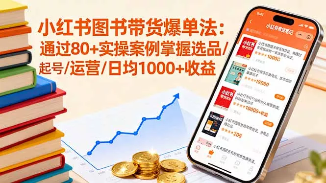 小红书图书带货爆单法：通过80+实操案例掌握选品/起号/运营/日均1000+收益 - 网创在线