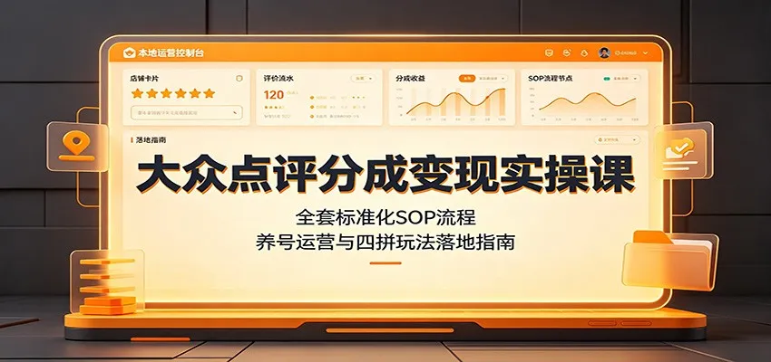 大众点评分成变现实操课:全套标准化SOP流程,养号运营与四拼玩法落地指南 - 网创在线