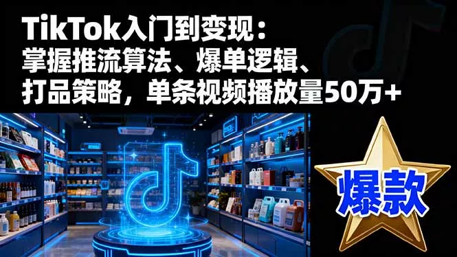 TikTok入门到变现：掌握推流算法、爆单逻辑、打品策略，单条视频播放量50w - 网创在线