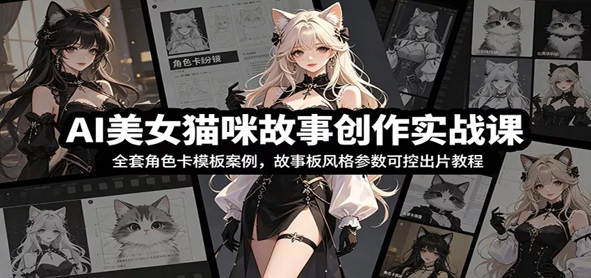 AI美女猫咪故事创作实战课：全套角色卡模板案例，故事板风格参数可控出片教程 - 网创在线