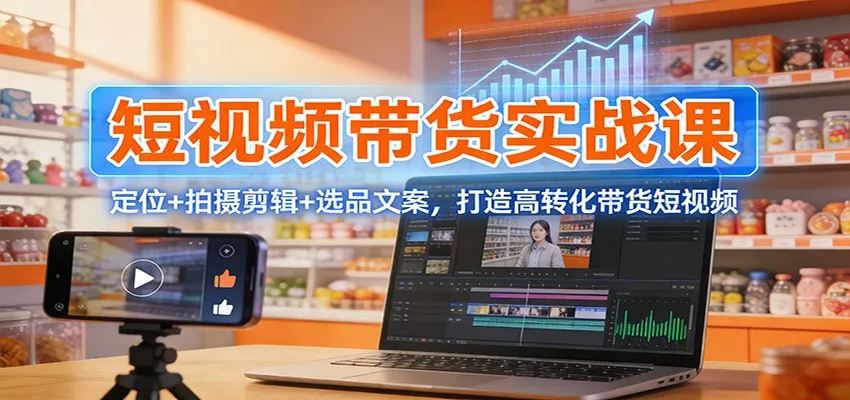 短视频带货实战课：定位+拍摄剪辑+选品文案，打造高转化带货短视频 - 网创在线