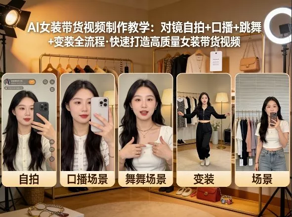 AI女装带货视频制作教学，对镜自拍、口播、跳舞、变装全流程，快速打造高质量女装带货视频 - 网创在线