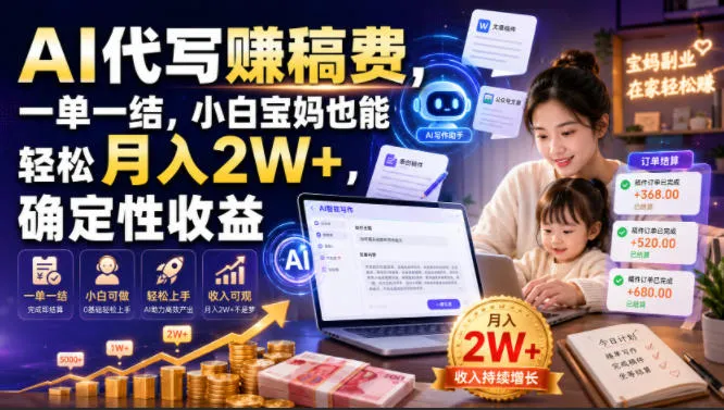 AI代写賺稿费，一单一结，小白宝妈也能轻松月入2W+，确定性收益【揭秘】 - 网创在线