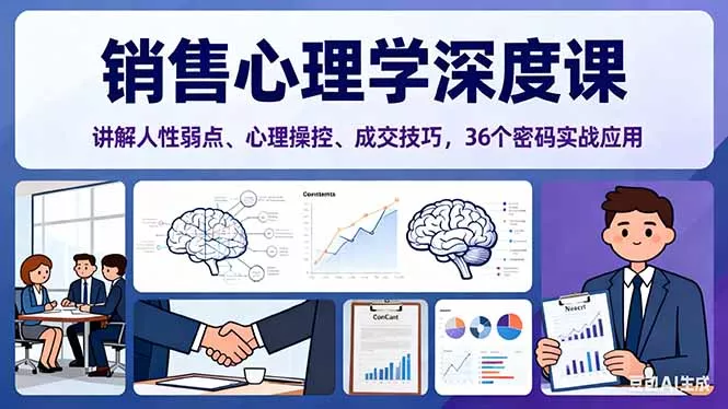 销售心理学深度课，讲解人性弱点、心理操控、成交技巧，36个密码实战应用 - 网创在线