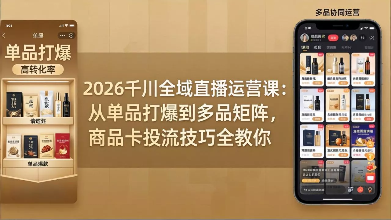 2026千川全域直播运营课：从单品打爆到多品矩阵，商品卡投流技巧全教你 - 网创在线
