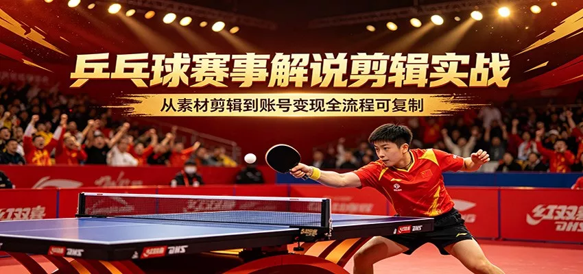 乒乓球赛事解说剪辑实战，从素材剪辑到账号变现全流程可复制 - 网创在线