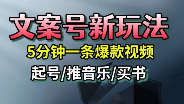 文案号新玩法，5分钟一条爆款视频，流量高，起号快，多方位变现 - 网创在线