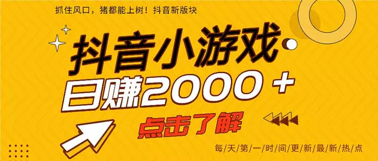 2025年爆火的抖音小游戏项目，一部手机日入2000+ - 网创在线