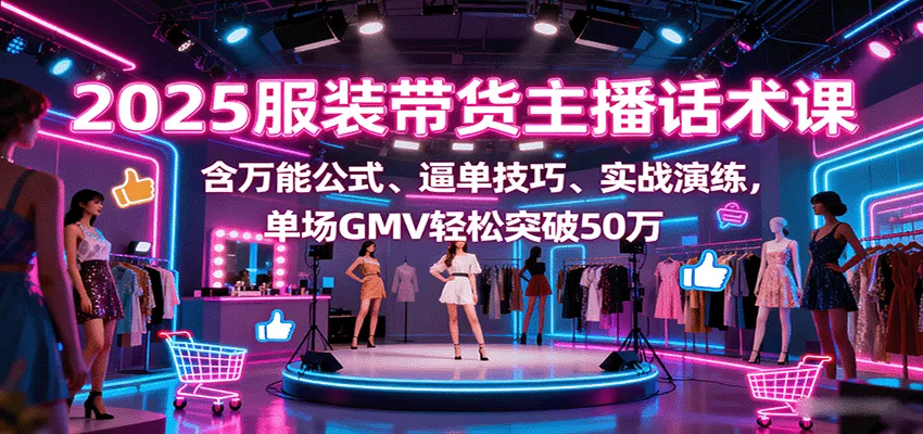 2025服装带货主播话术课，含万能公式、逼单技巧、实战演练，单场GMV轻松突破50万 - 网创在线
