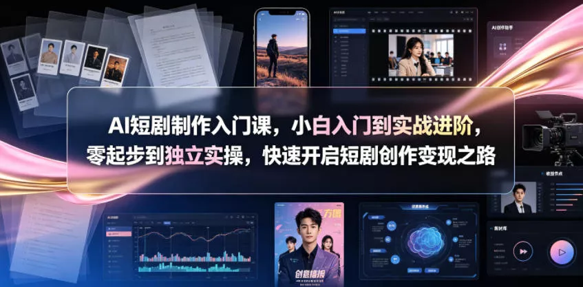 AI短剧制作入门课，小白入门到实战进阶，零起步到独立实操，快速开启短剧创作变现之路 - 网创在线