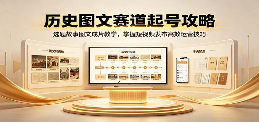 历史图文赛道起号攻略：选题故事图文成片教学，掌握短视频发布高效运营技巧 - 网创在线