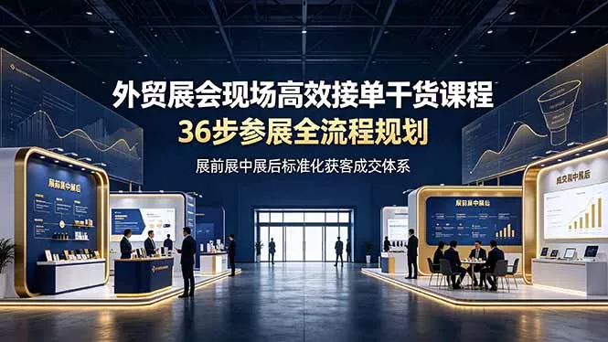 外贸展会现场高效接单干货课程，36步参展全流程规划，展前展中展后标准化获客成交体系 - 网创在线